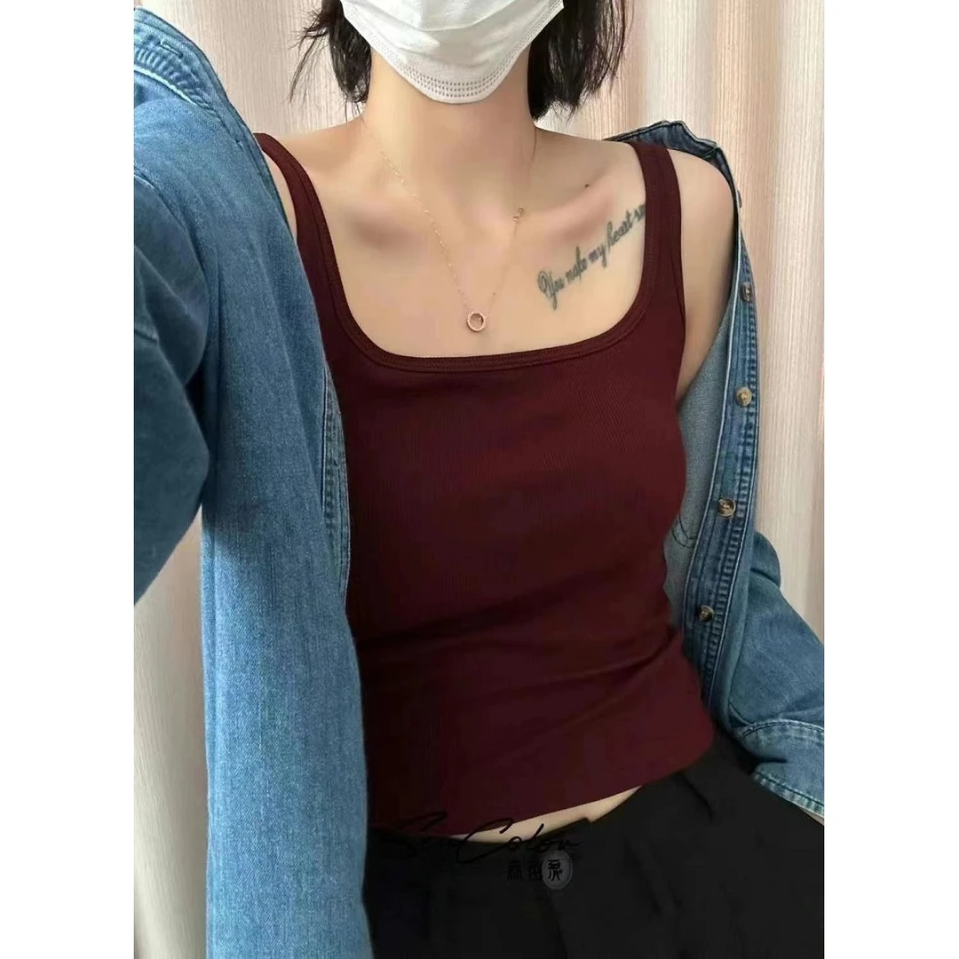 【欧加恋恋】秋季新款百搭时尚舒适常规U形胸垫款美背打底T2408091