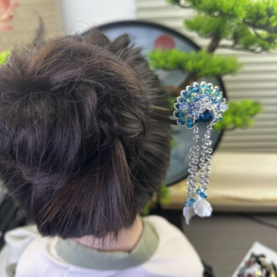 X765孔雀刀马旦新中式发簪旗袍头饰发饰复古国风古风发簪手工轻奢