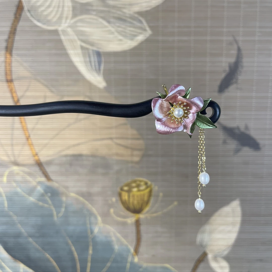 J292春天的芭蕾18公分发簪气质发饰中式纯手工国风百搭时尚木发簪