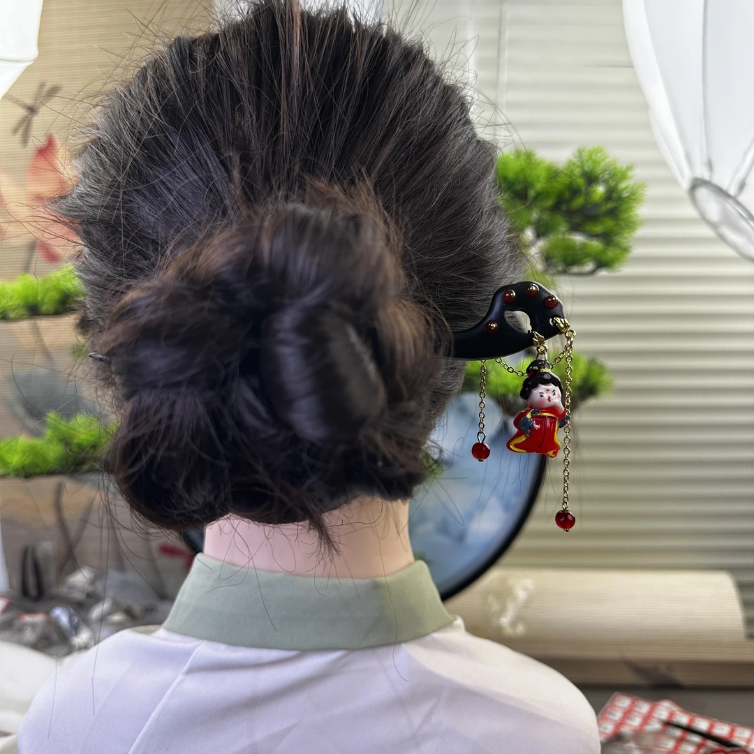 X851猫爪唐人发簪气质手工发饰中式纯手工国风簪子百搭时尚木发簪