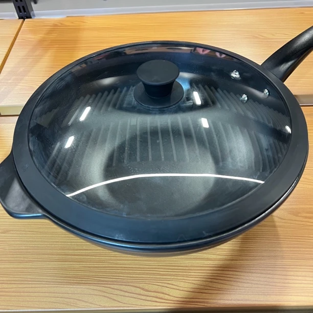 黑色盖子陶瓷炒锅 家用可干烧