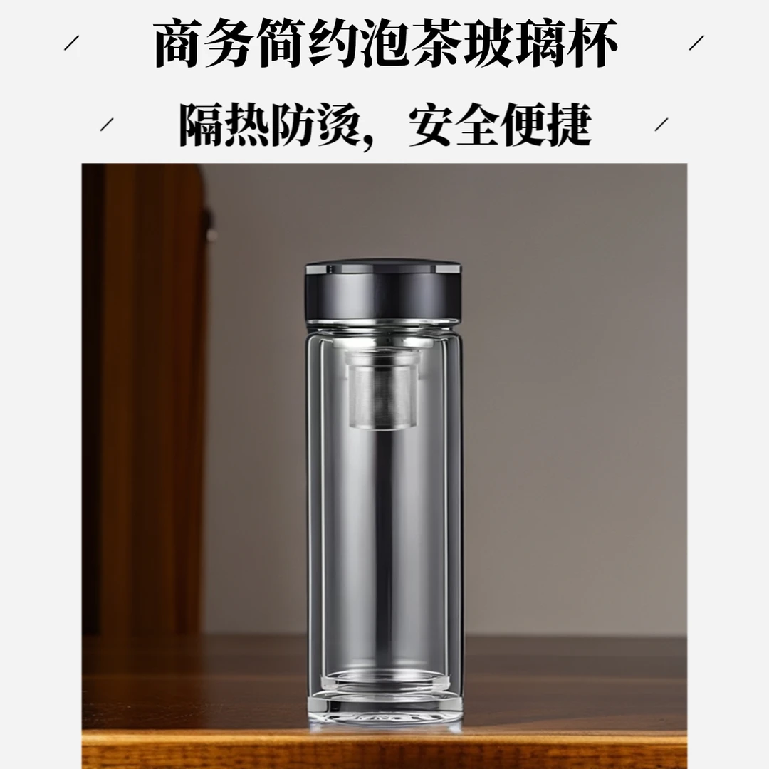 双层玻璃杯透明高档加厚便携隔热防烫车载耐热保温玻璃杯玻璃水杯