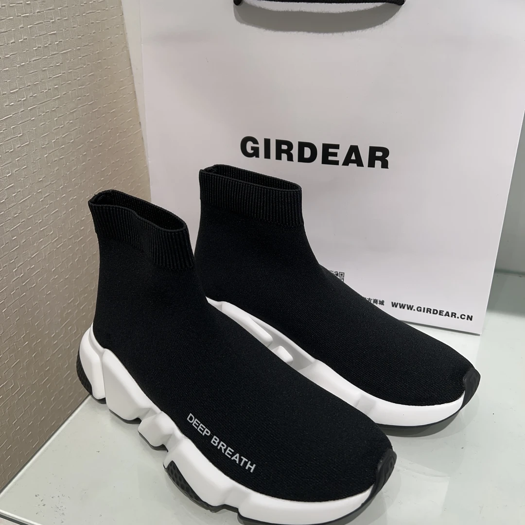 GIRDEAR/哥弟真的好高帮飞织弹力休闲袜子鞋 12037