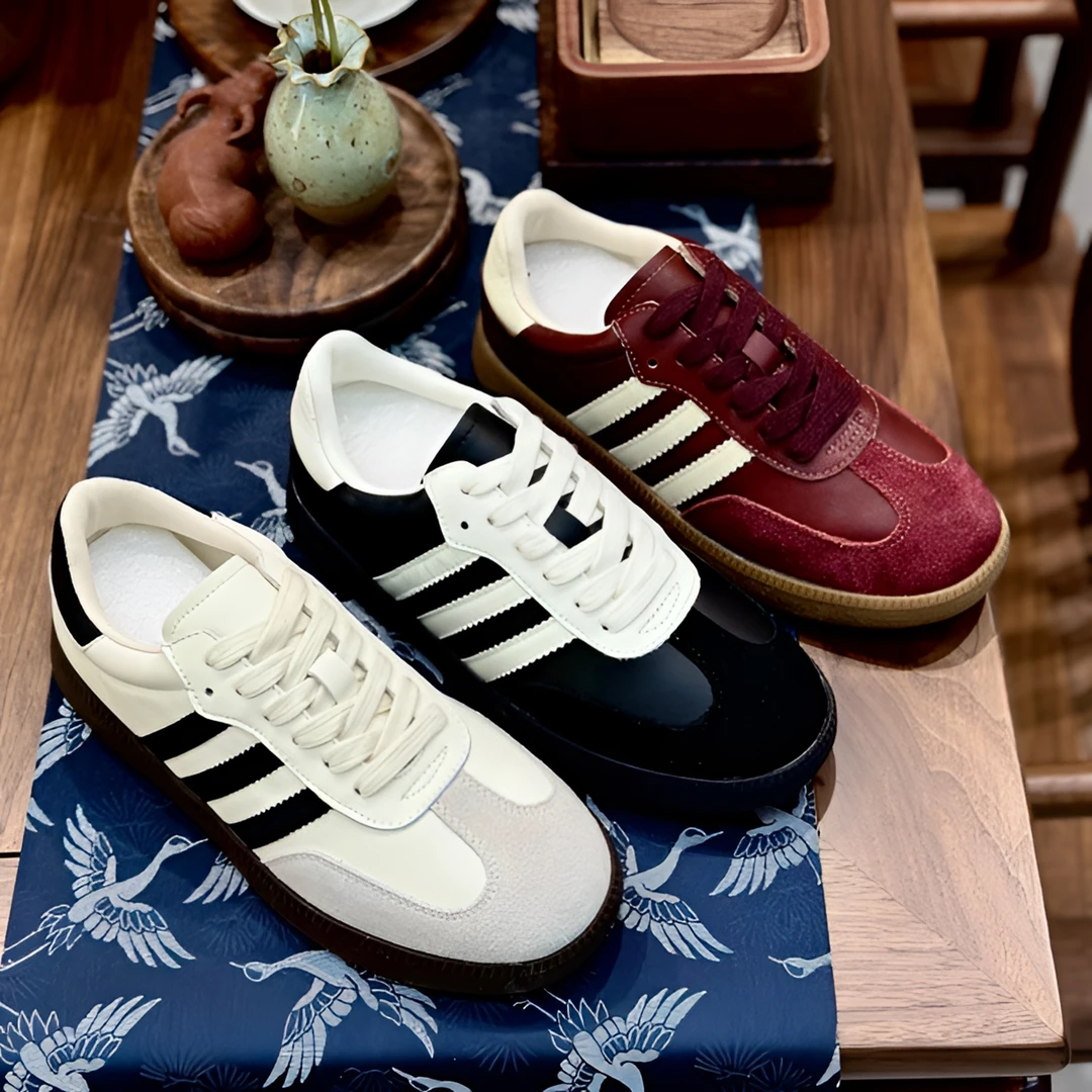 厚底德训鞋女秋冬新款真皮系带擦色做旧复古运动休闲鞋——61-2