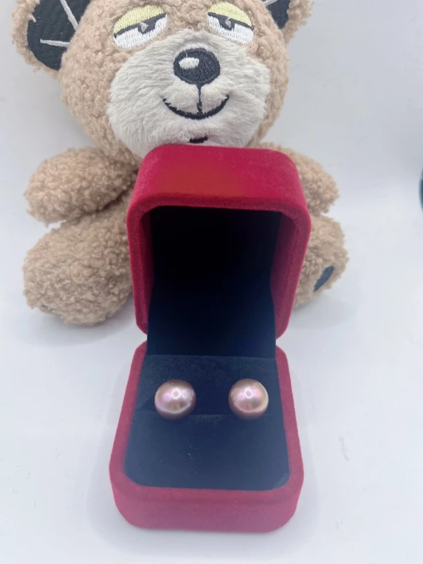 天然珍珠18k金强光爱迪生正圆耳钉11-12mm（极微瑕）