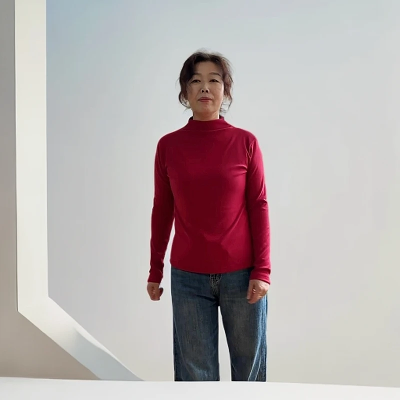 网红安可拉红半高领长袖针织打底衫女式纯色内搭时尚套头秋冬T恤