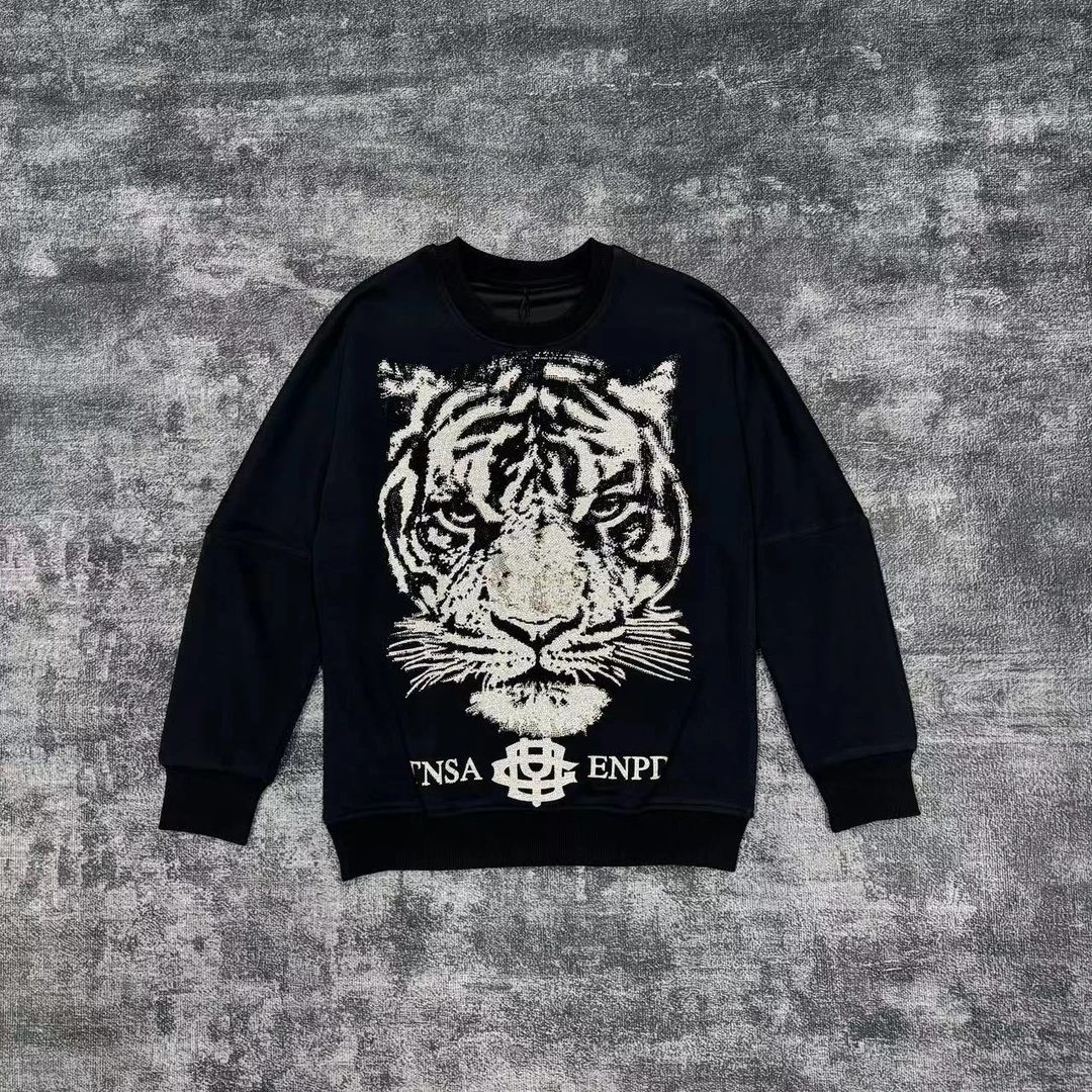 11821+128长袖时尚短袖黑色秋款卫衣百搭男士春夏轻奢设计师圆领