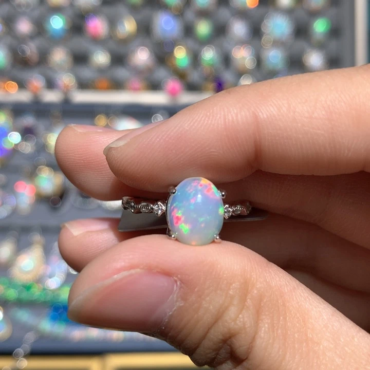 欧泊戒指z银S925镶嵌欧泊