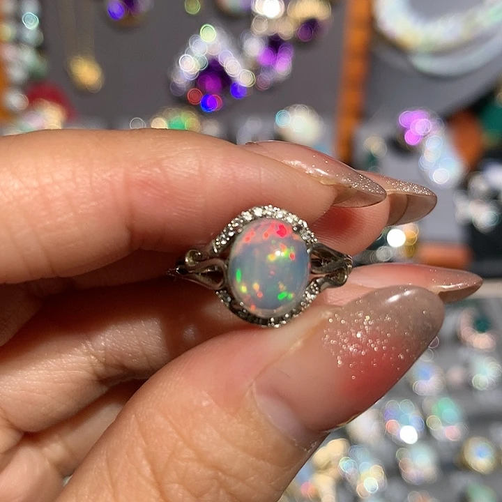 欧泊福利戒指银S925镶嵌