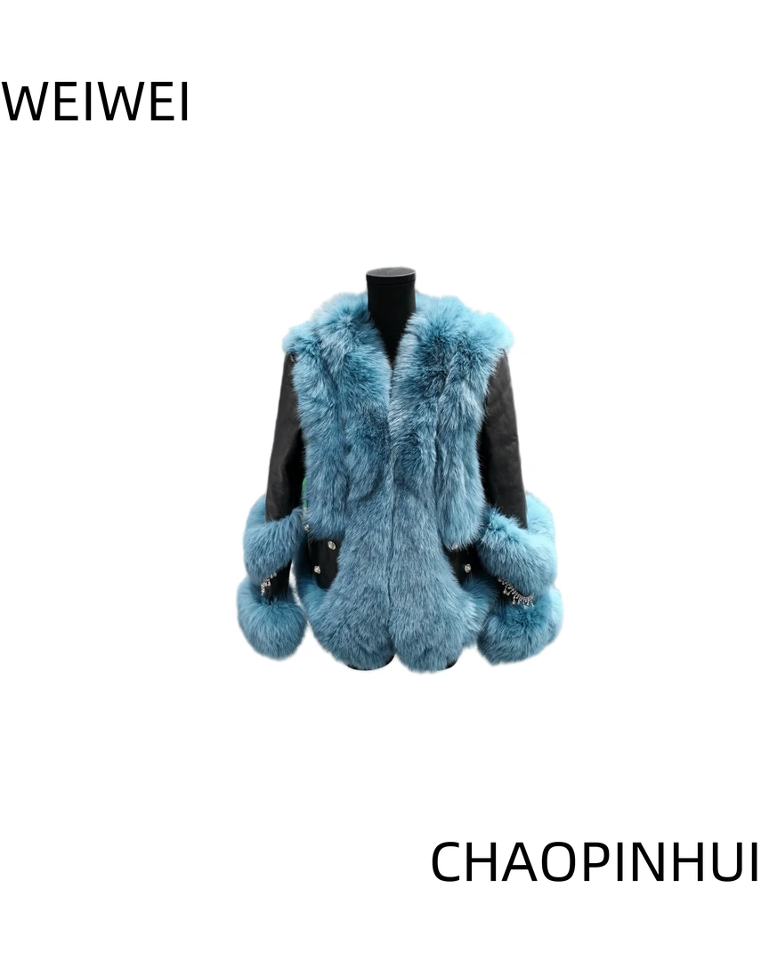 意模【薇薇高端欧货】冬时尚轻奢设计师款拼皮羽绒服5103-31252274