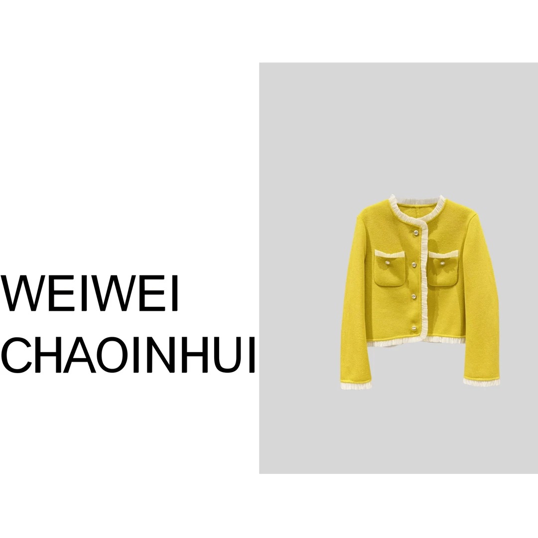 意模【薇薇高端欧货】秋冬气质拼接花边休闲小香风短外套 31061331