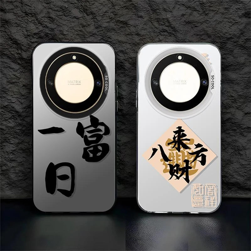 适用荣耀-X40手机壳男士日富一日文字新年款全包防摔防指纹硬壳浮