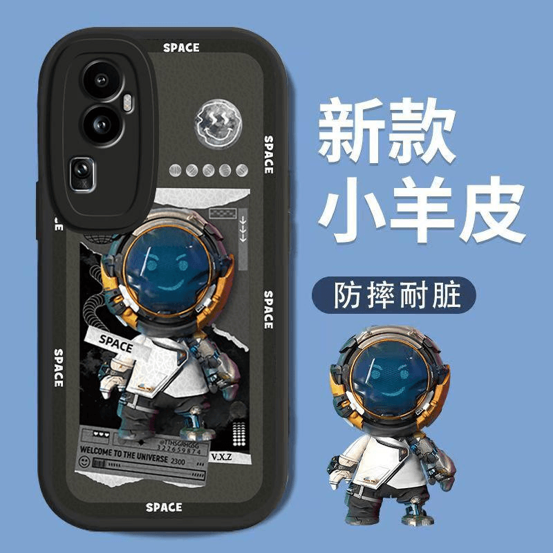 潮牌宇航员适用OPPOReno10手机壳实色网红男新款保护套全包镜头个