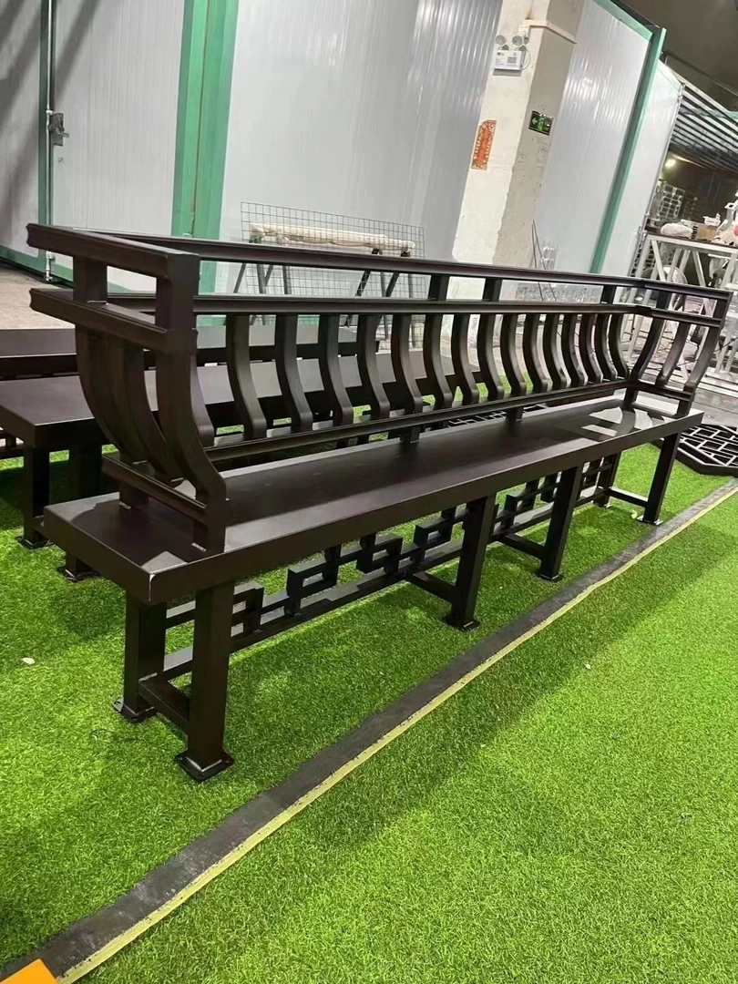 定制铝合金美人靠仿古吴王靠铝栏杆中式阳台护栏凉亭连廊背椅装饰