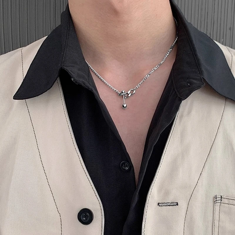 钛钢项链 冷淡风潮流嘻哈项链男ins欧美风轻奢小众设计简约吊坠链