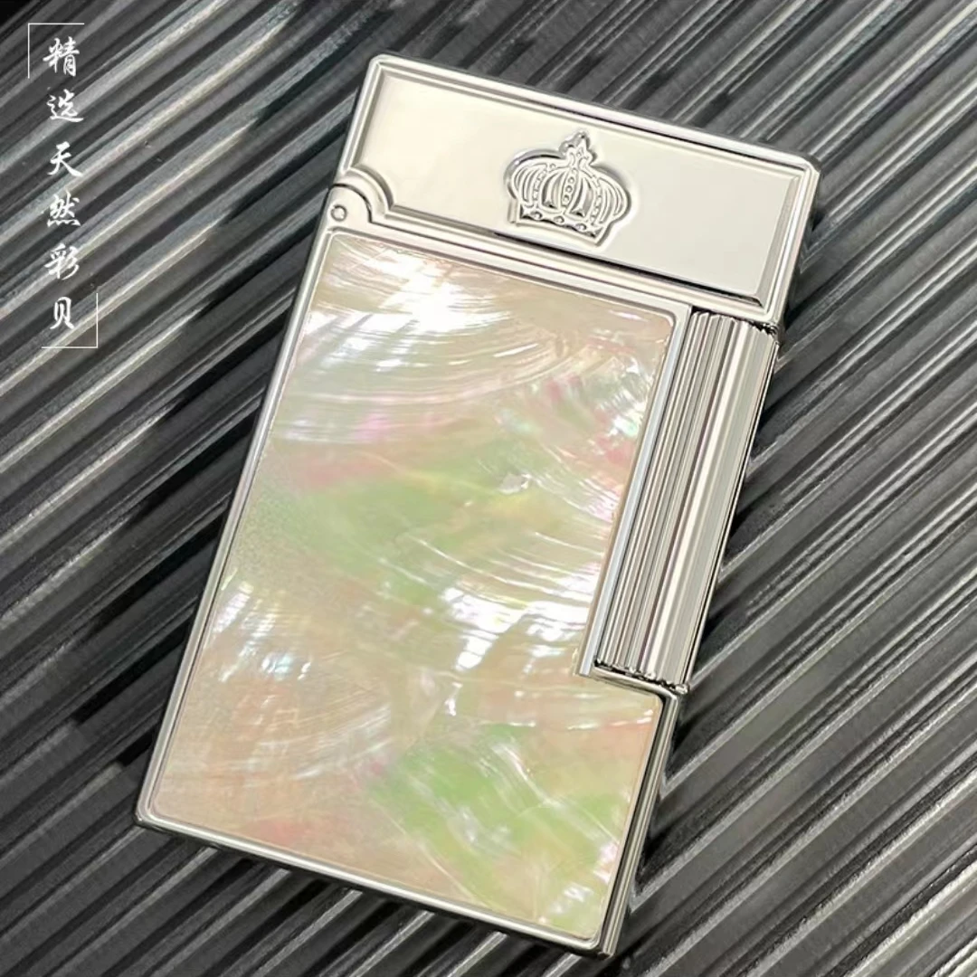 卡路高端朗声白贝银 侧滑气体打火机