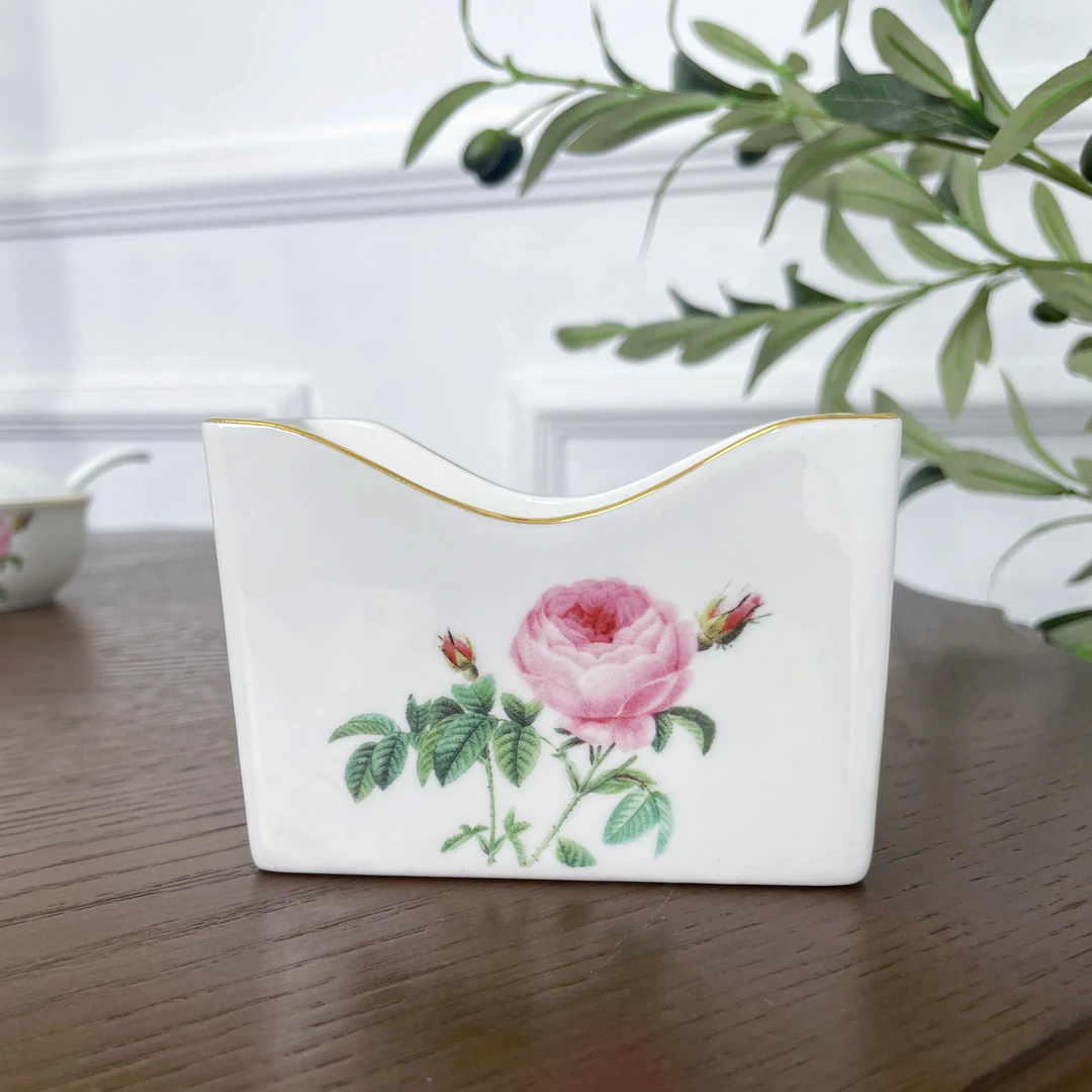 遇见查里  玫瑰骨瓷纸巾盒纸巾架