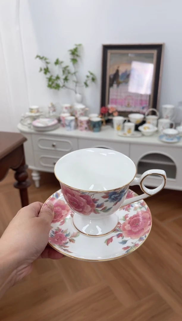 【闪购商品】碗牡丹高骨骨瓷杯碟
