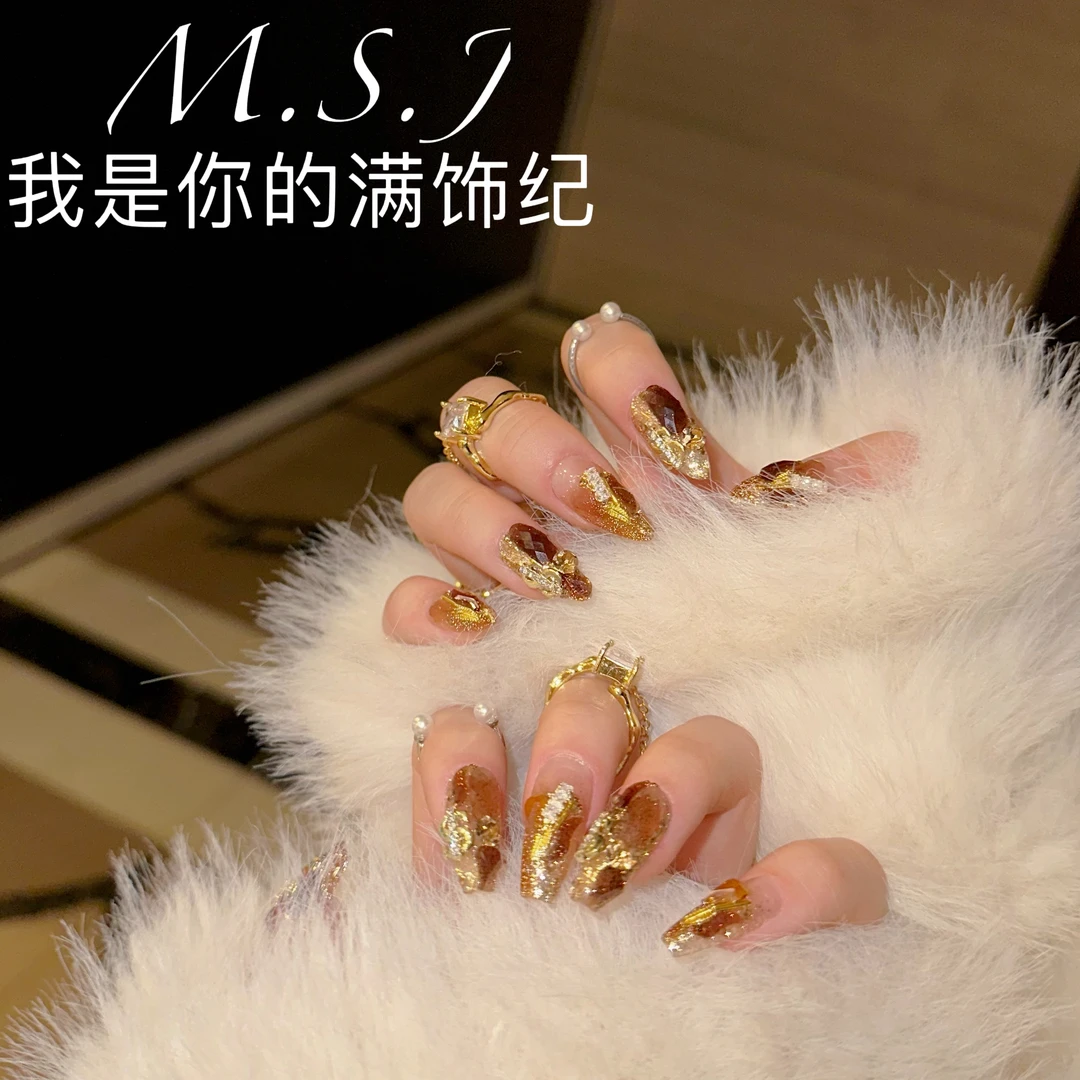 满饰纪|M571「吉祥」轻奢钻饰网红穿戴甲手工美少女指尖穿戴甲片ins