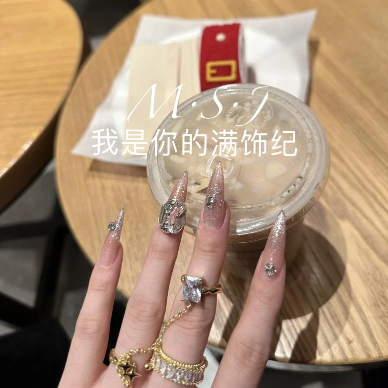 满饰纪|M532「少女时代」奢钻饰网红穿戴甲手工美甲纯欲冰透甲片