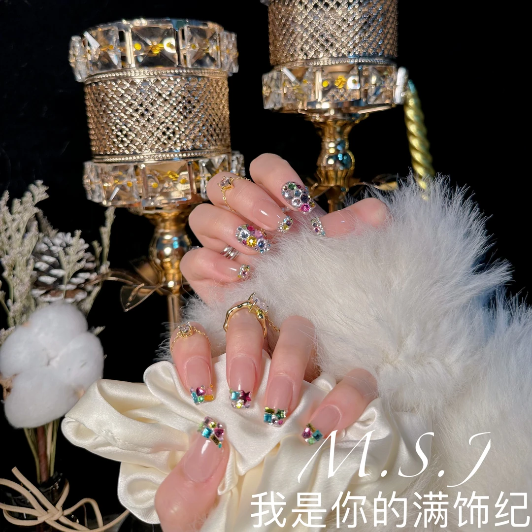 满饰纪|M630「聚光灯」流行钻饰网红穿戴甲手工美甲水晶甲片短方