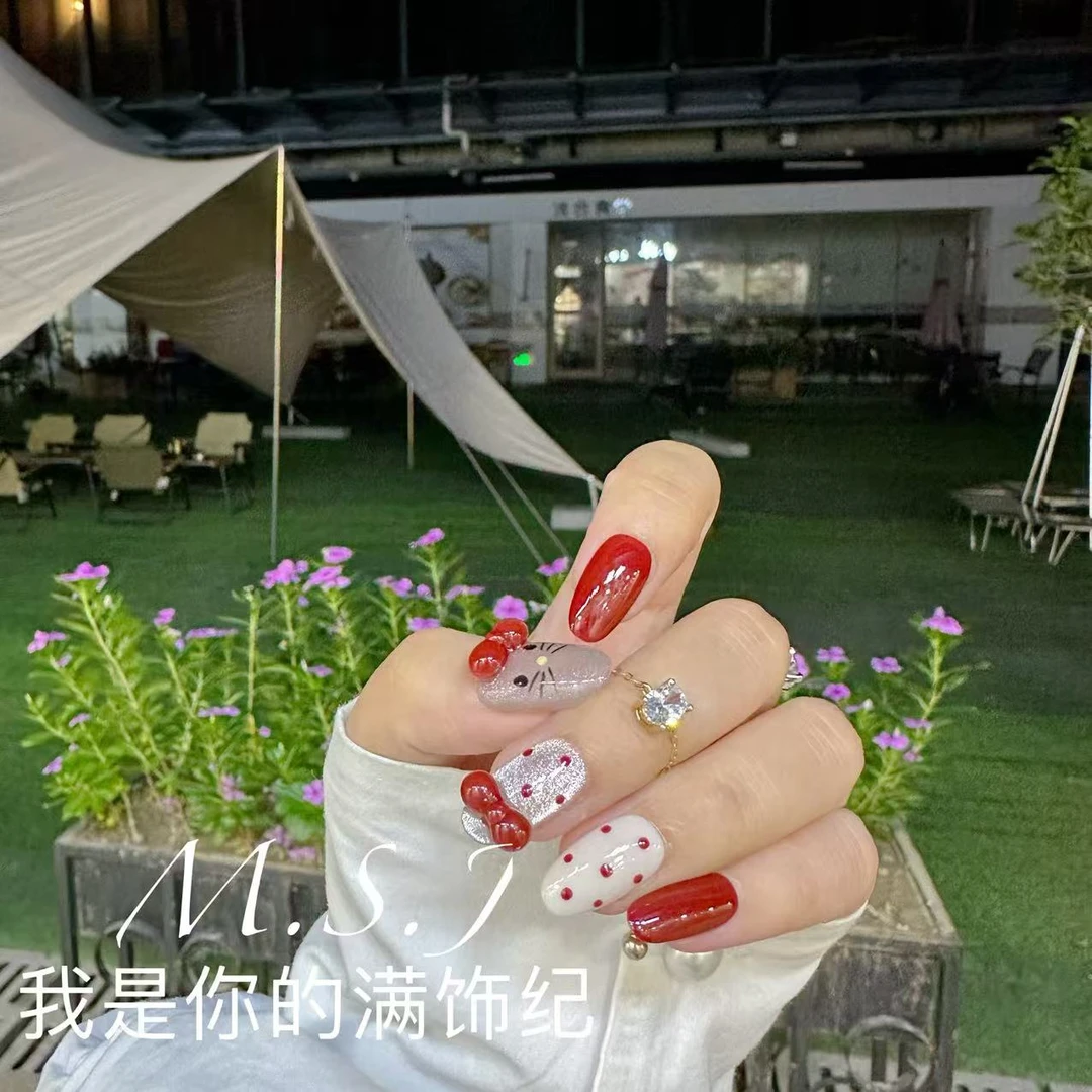 满饰纪|M948「可爱万岁」轻奢钻饰网红穿戴甲手工美甲纯欲甲片纯欲
