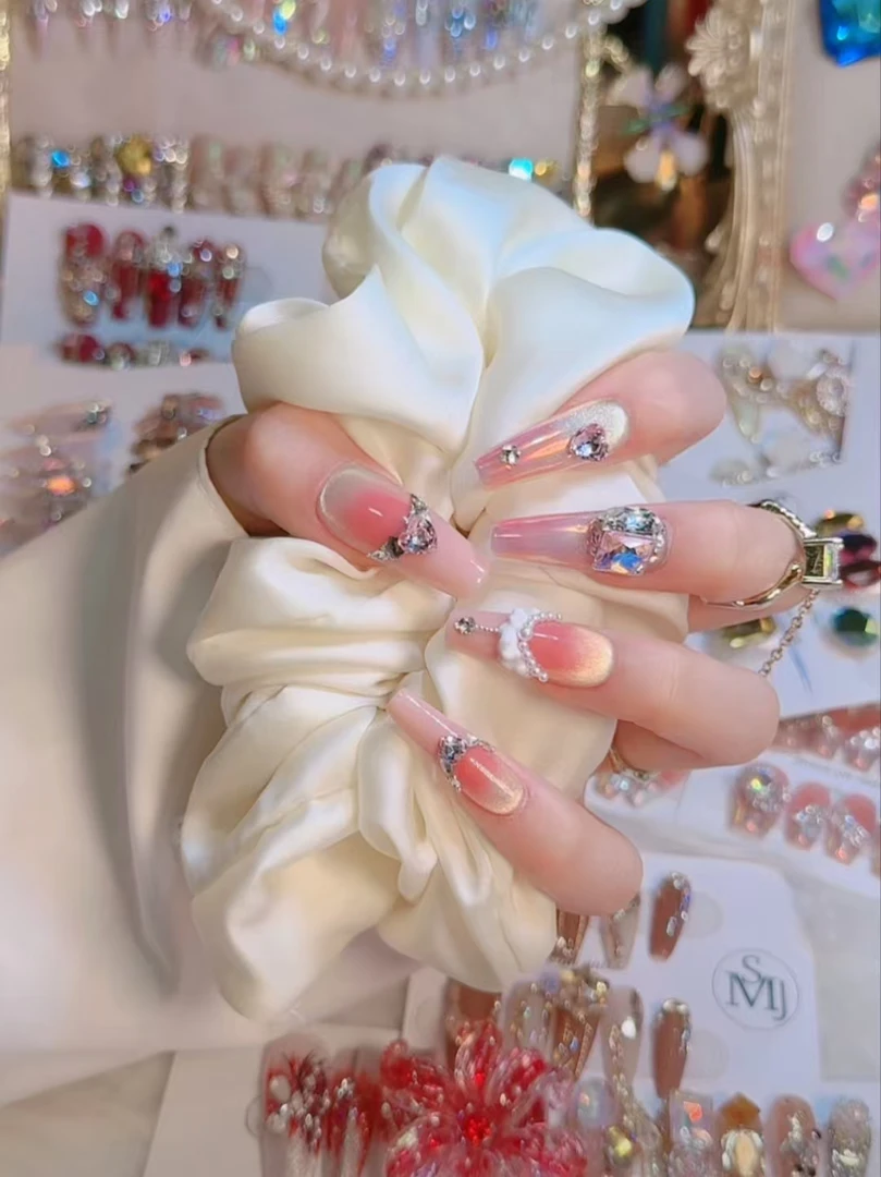 满饰纪|M981「裙摆」奢钻饰网红穿戴甲手工美甲纯欲冰透甲片