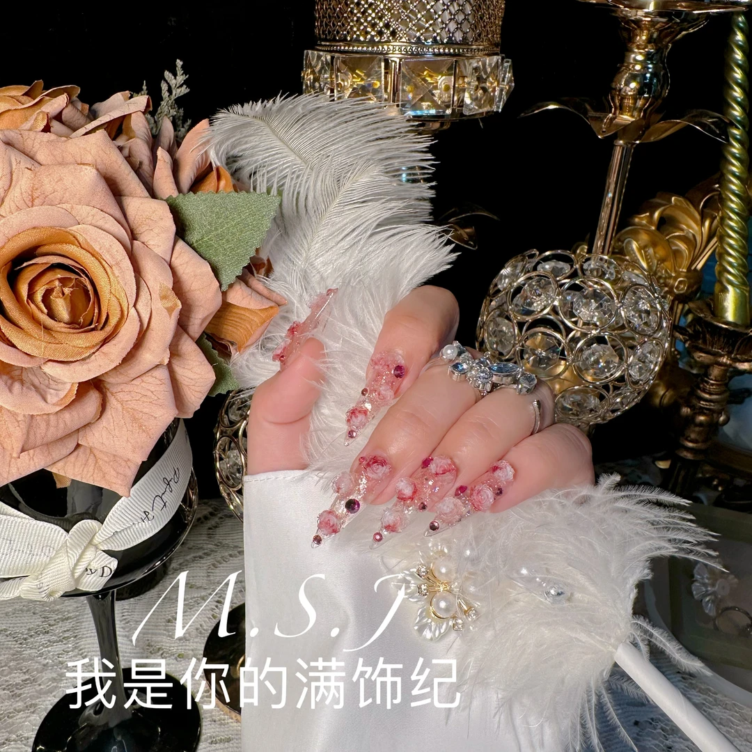 满饰纪|M631「玫瑰庄园」轻奢钻饰网红穿戴甲手工美甲纯欲甲片女神