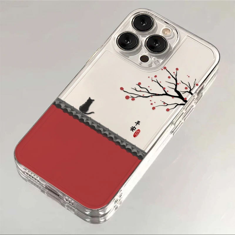 国风背影猫咪适用iphone15/13苹果14手机壳华为viv小米oppo软套