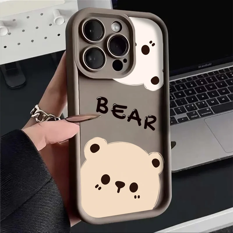 可爱卡通趣味小熊苹果14promax手机壳iPhone15/13/12软硅胶11女套