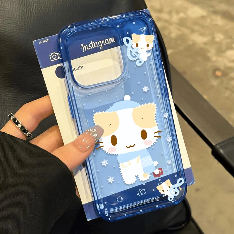 SMBLCE冬日雪花猫咪适用iPhone16/15pro透蓝14手机软壳12苹果13套