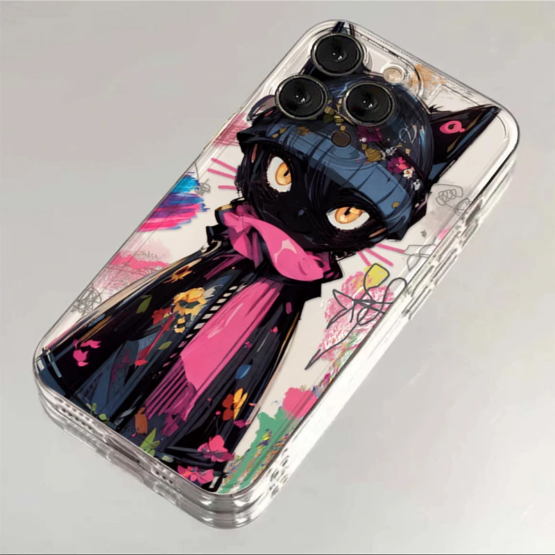 高级冷酷黑猫适用iphone15苹果14手机壳13华为vivo小米oppo软12套