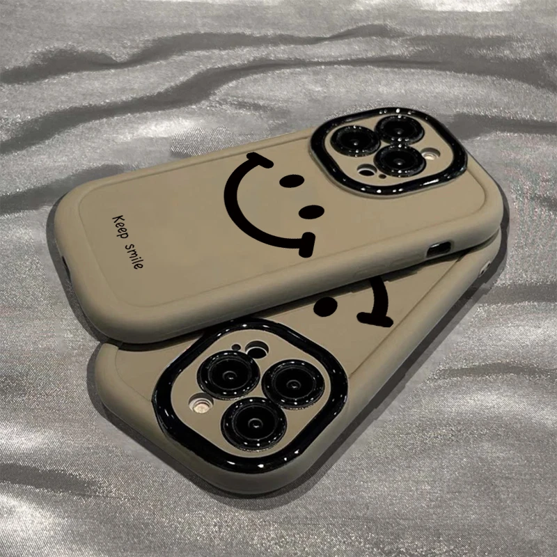 简约英文笑脸适用iPhone15/14promax手机壳xr苹果13/12/11软套