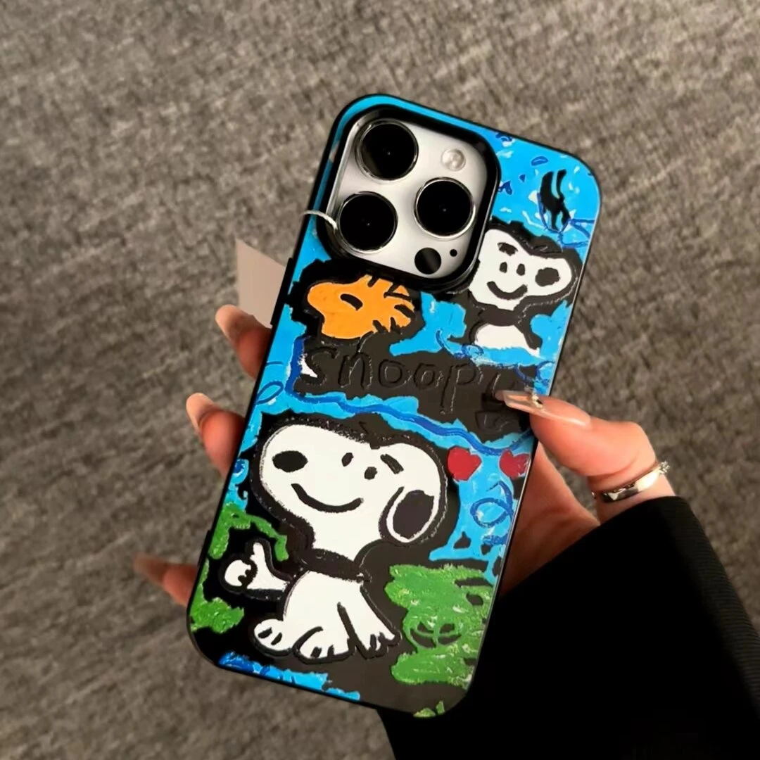 奥菲顿涂鸦白色史努比适用iPhone15/14promax手机壳苹果13/12软套
