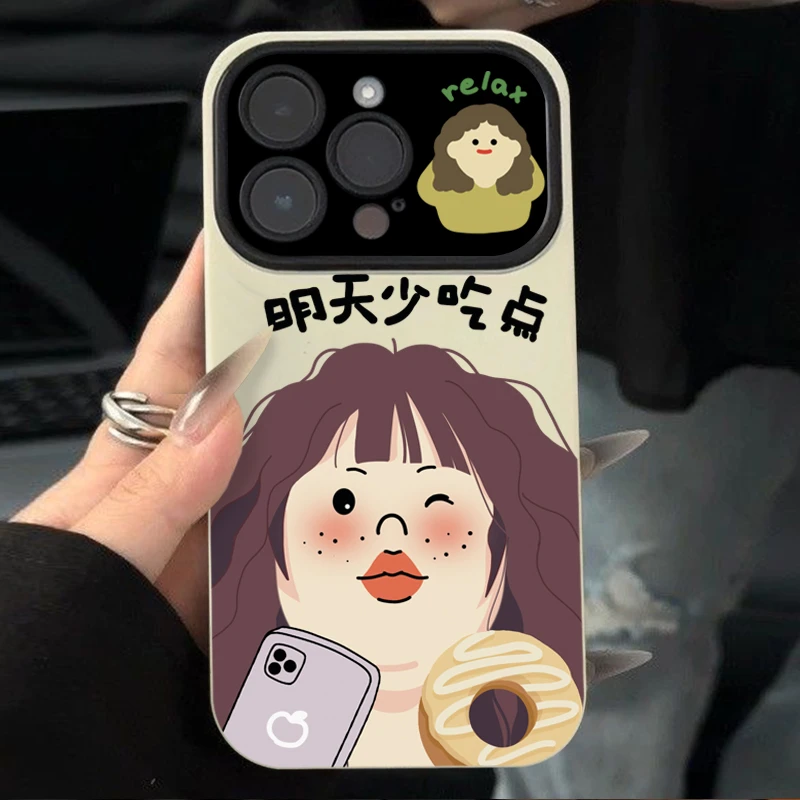 文字明天少吃点苹果华为vivo小米oppo镜头框手机壳iphone13/14/12