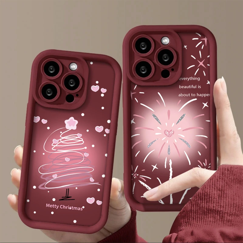 DINGLIN粉晕圣诞树适用iphone15/13/14苹果手机壳华为viv小米oppo