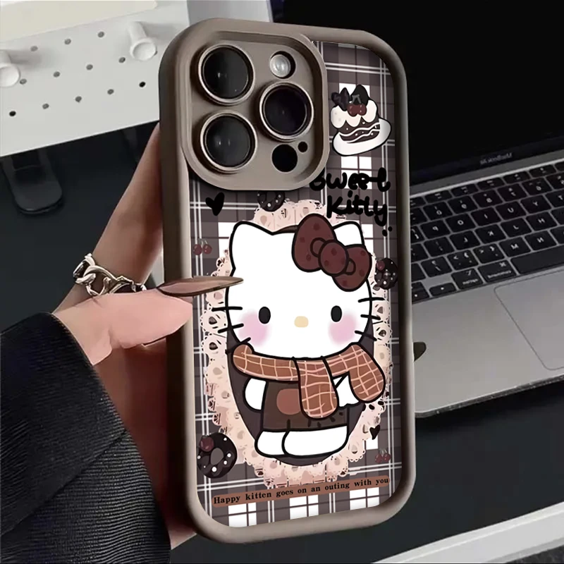 秋款围巾凯蒂适用iphone15/13/14苹果12手机壳华为vivo小米oppo套