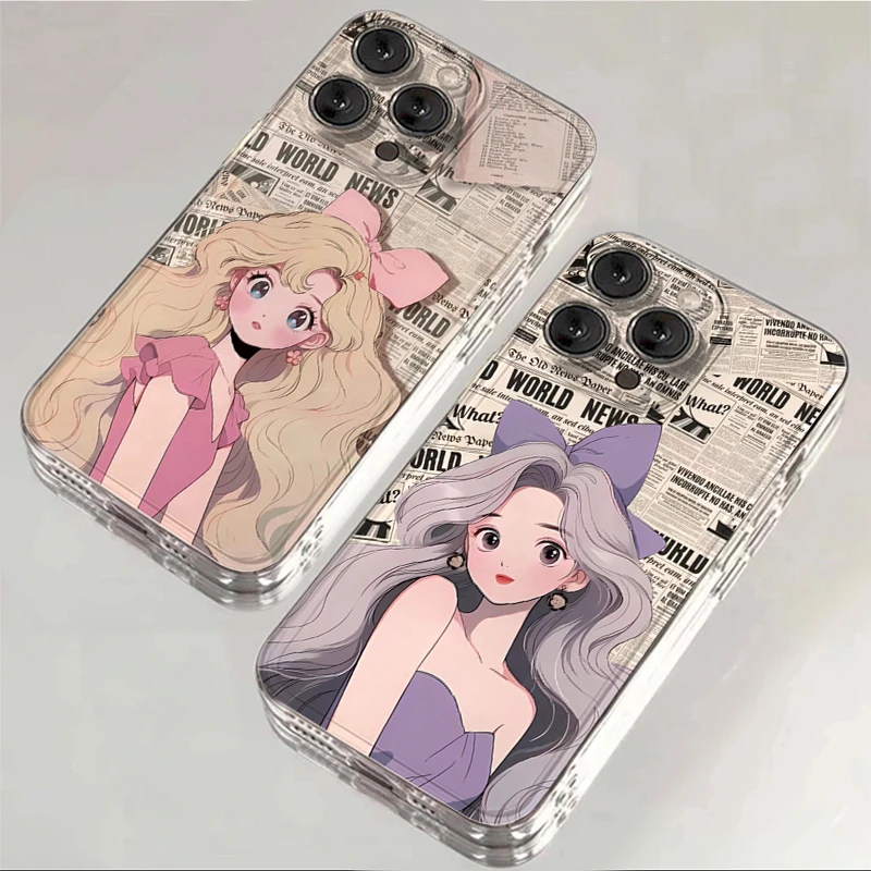 ins时尚甜美少女适用iphone15/13苹果14手机壳华为vivo小米oppo套