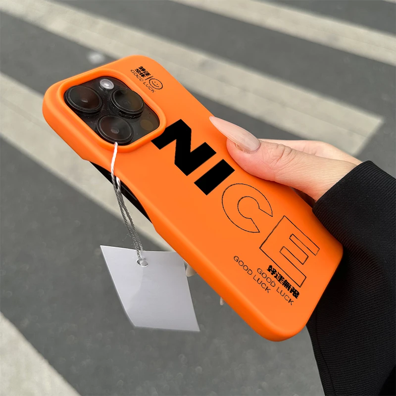 奥菲顿简约英文nice适用iPhone15promax半包手机壳11苹果14/13/12