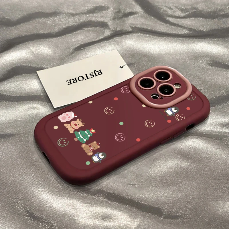 企鹅圣诞树适用iPhone15/14promax泡芙手机壳11苹果13/12软xs套xr