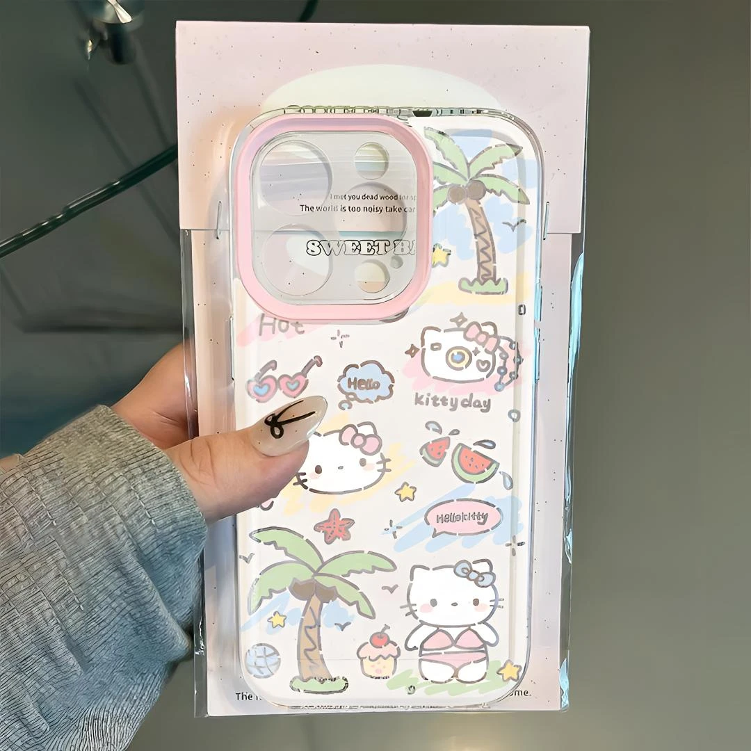 SMBLCE夏日椰树凯蒂适用iphone15苹果14手机壳13华为vivo小米oppo