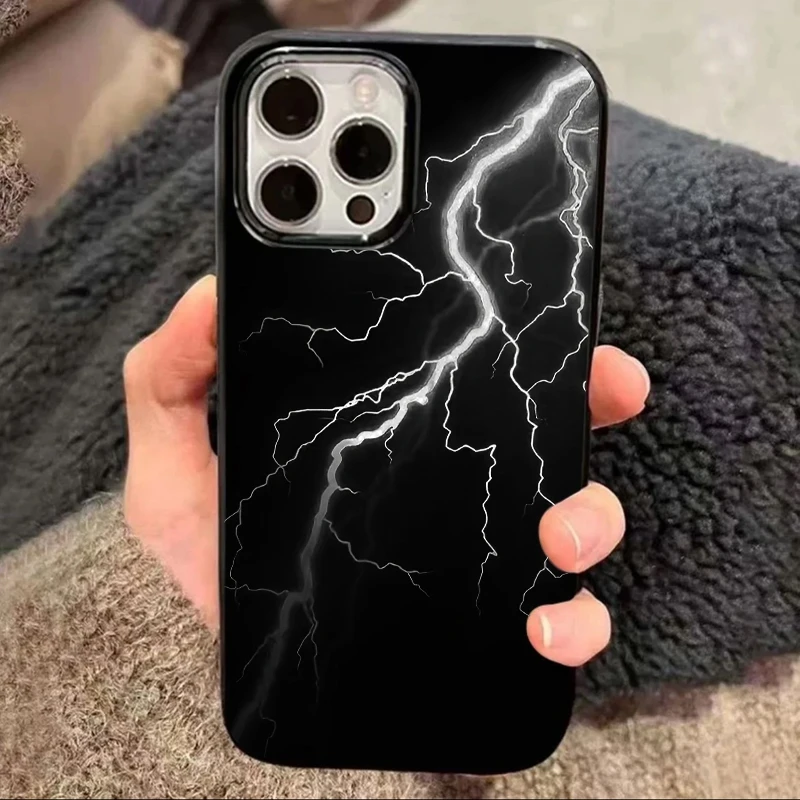 ins小众黑夜闪电适用iPhone15/14pro果冻手机壳11苹果13/12软套xr