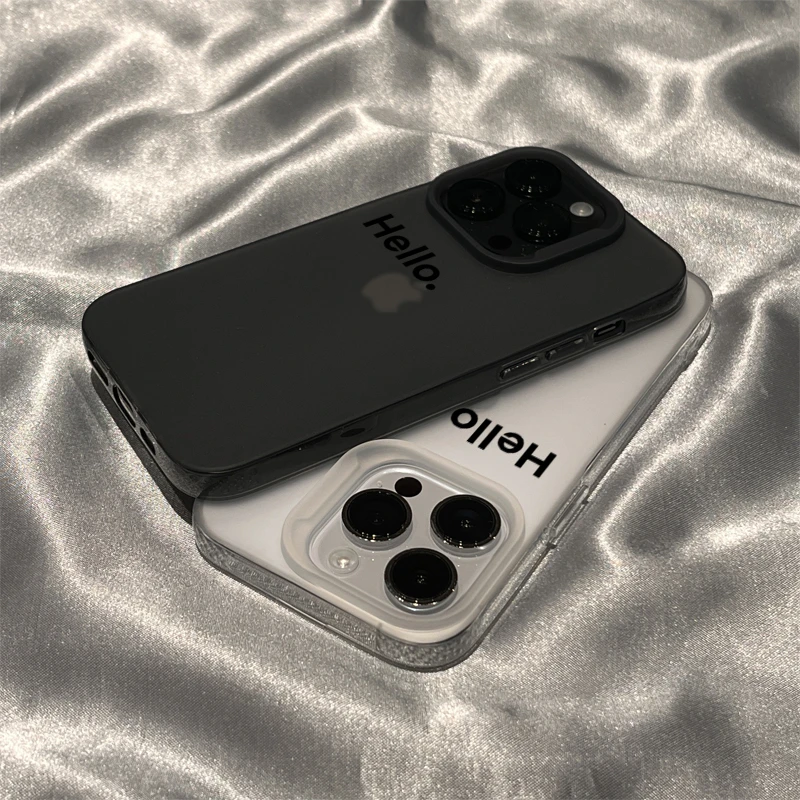 简约hello磨砂适用iPhone15/14promax手机壳苹果13/12/11全包软套