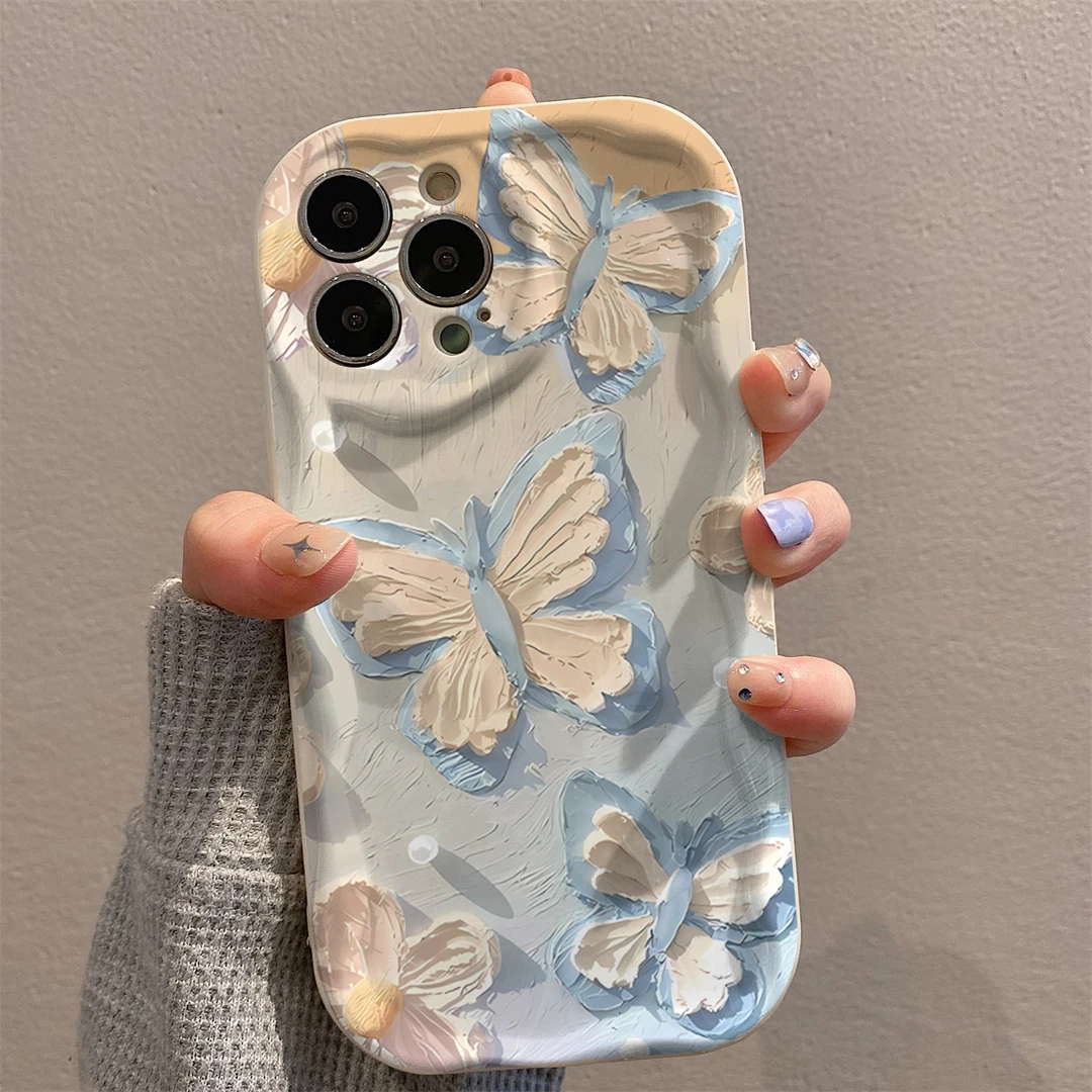 艺术油画蝴蝶适用iphone15/13苹果14/12手机壳华为vivo小米oppo套