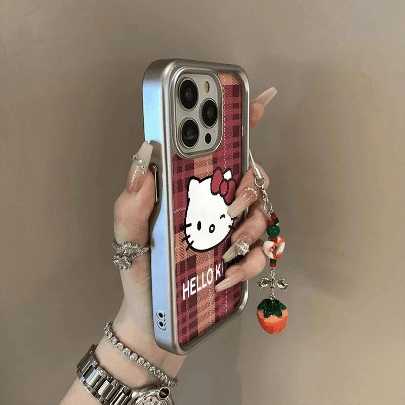 奥菲顿相框格纹凯蒂适用iPhone16/15pro电镀12手机壳苹果14/13套