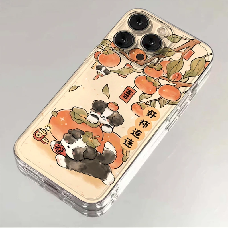 仙朵好柿连连小狗iphone15/13苹果14手机壳华为vivo小米oppo