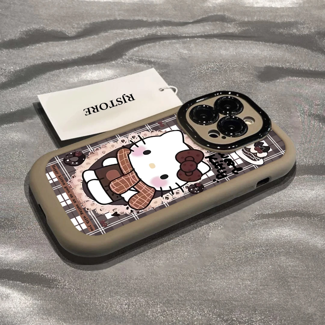 ins卡通围巾凯蒂猫适用iPhone15/14promax手机壳苹果13/12/11软xr
