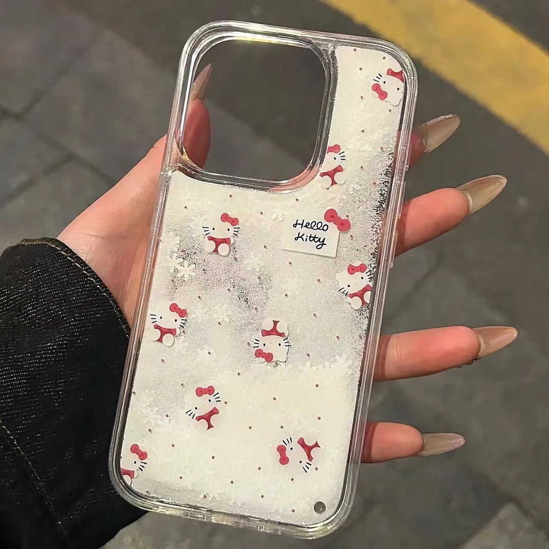 奥菲顿可爱雪花流沙凯蒂适用iPhone15/14promax手机壳11苹果13/12