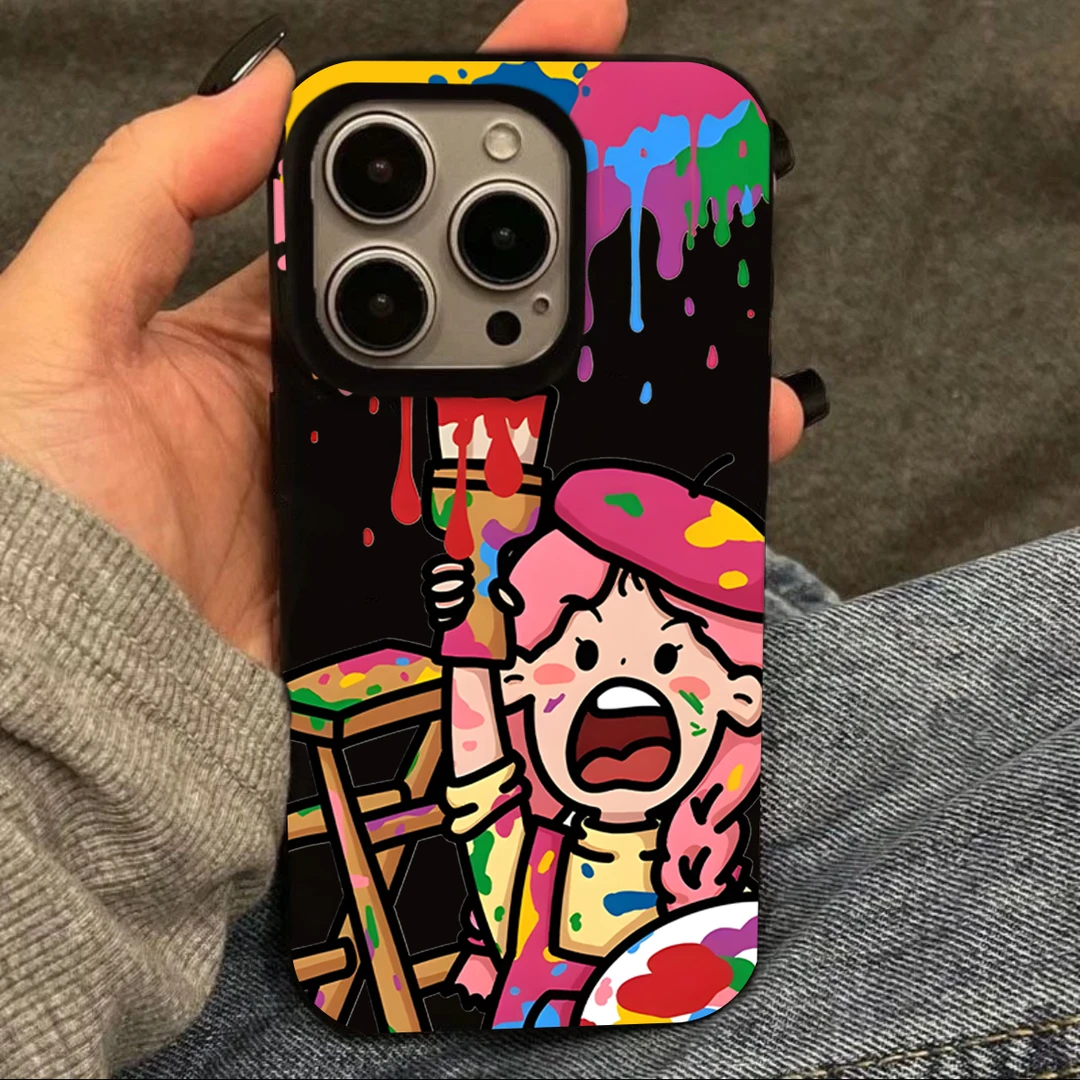 彩色涂鸦画家适用iPhone15/14promax果冻手机壳11苹果13/12套xr软