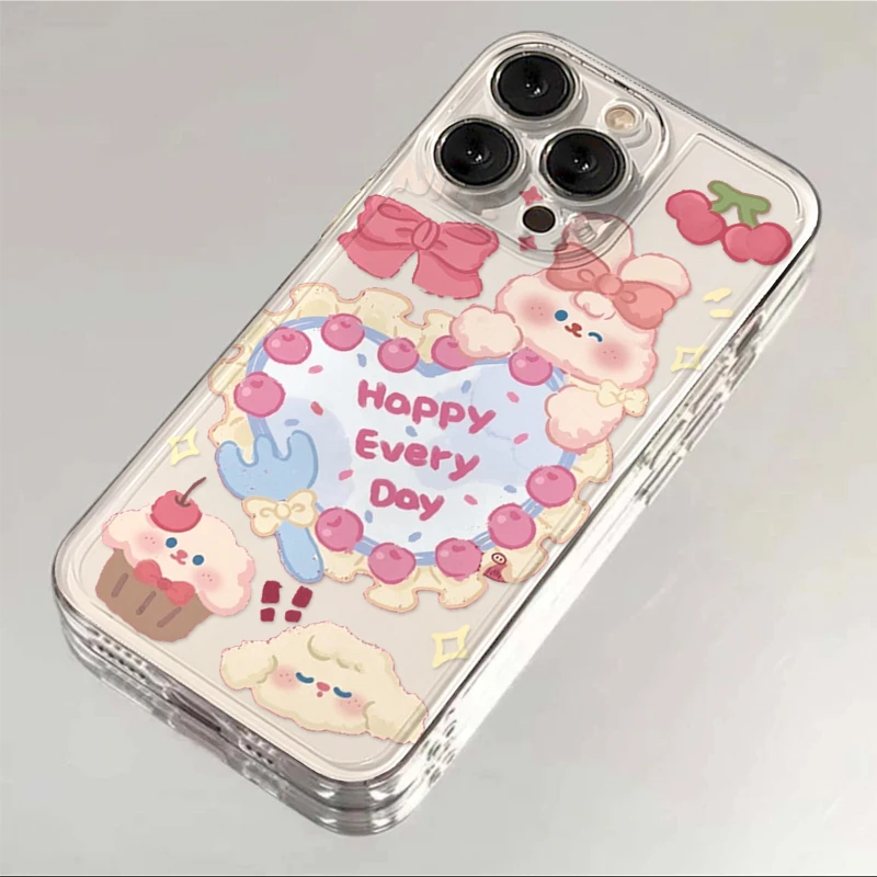 ins爱心兔子适用iphone15/13苹果14手机壳华为vivo小米oppo软12套